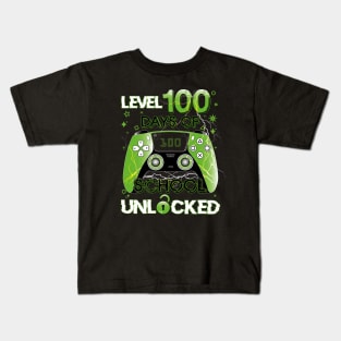 Level 100 Days Of School Unlocked Gamer Gift Kids T-Shirt